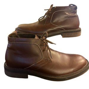 SAKS FIFTH AVENUE RED Seth Chukka Brown Leather Ankle Boots Shoes Men Size 7.5M